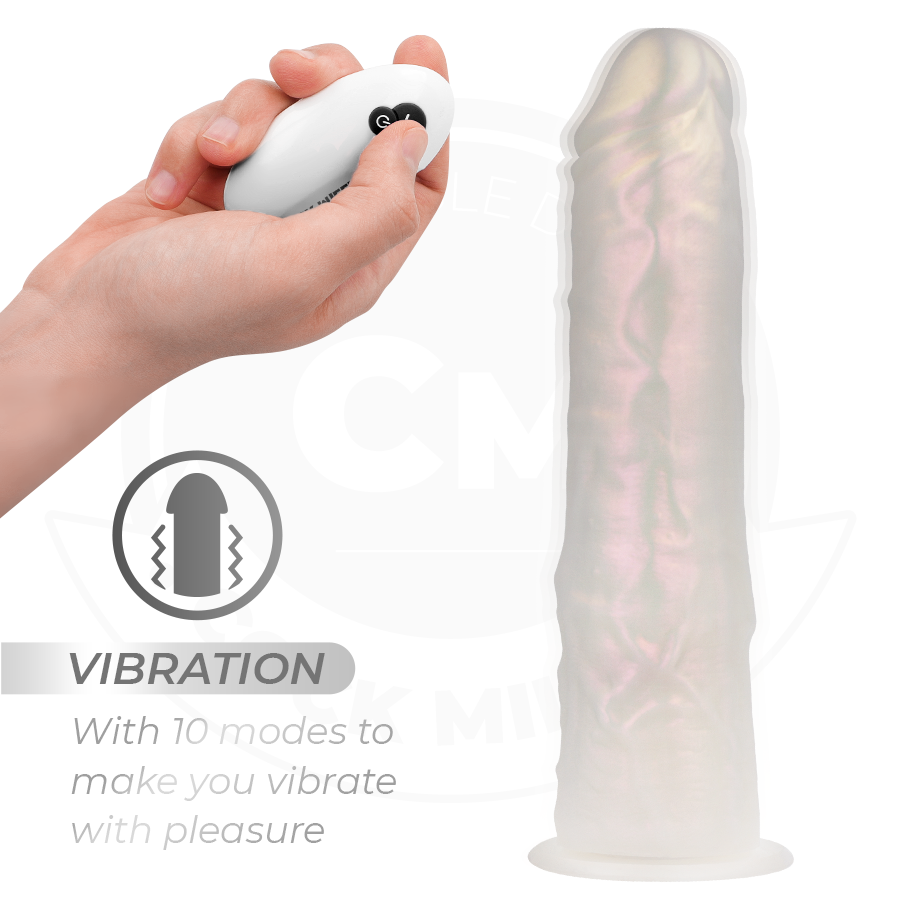 COCK MILLER dildo med sugkopp, ljus och vibration, vit 21,5 cm