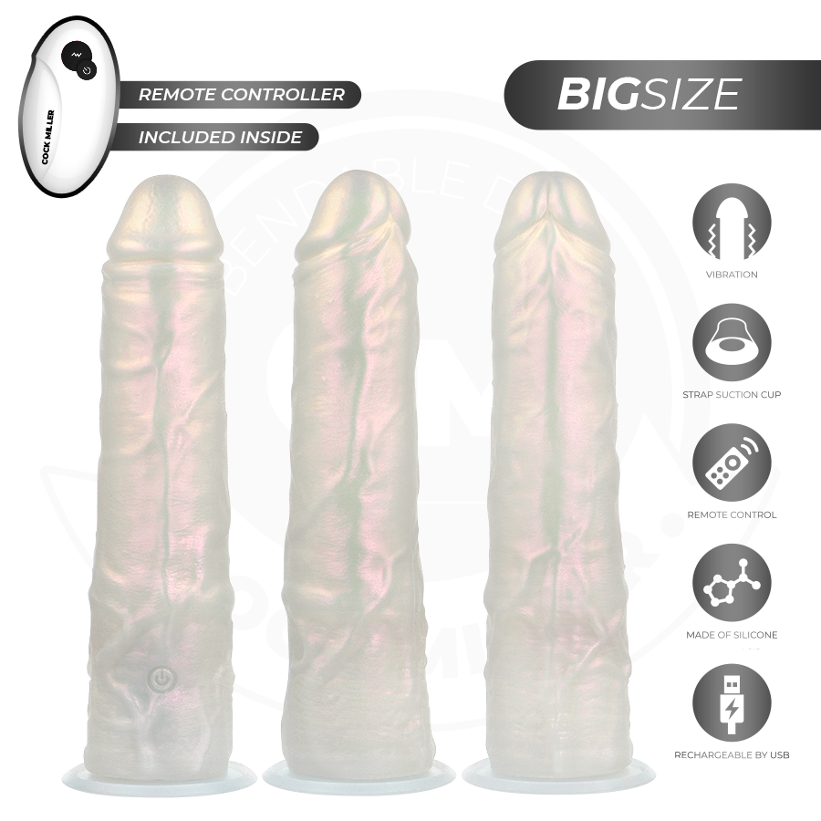 COCK MILLER dildo med sugkopp, ljus och vibration, vit 21,5 cm