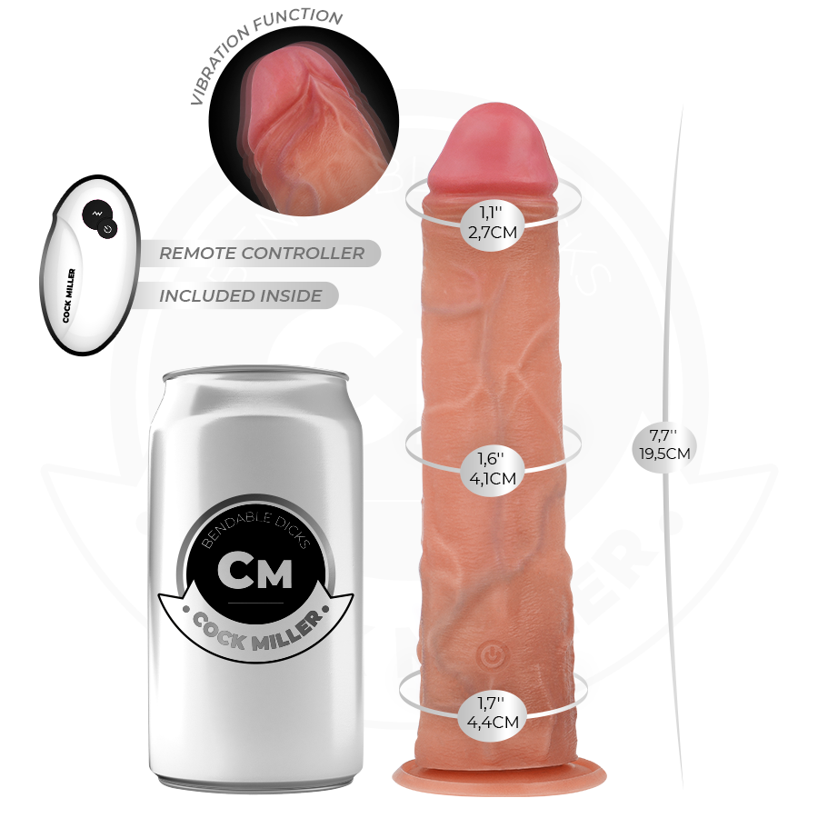 COCK MILLER - Realistisk dildo med sugkopp och fjärrkontroll 19,5 cm