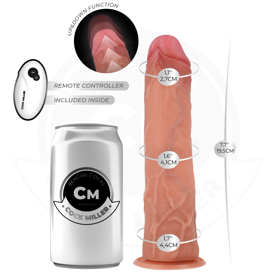 COCK MILLER - Hyper-realistisk dildo med sugkopp och fjärrkontroll 19,5 cm