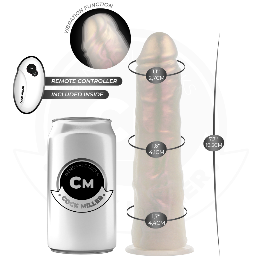 COCK MILLER dildo med sugkopp, ljus och vibration 19,5 cm