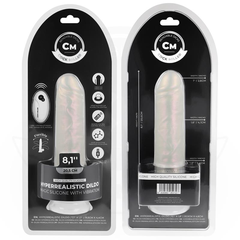 COCK MILLER dildo med sugkopp, ljus och vibration 20,5 cm