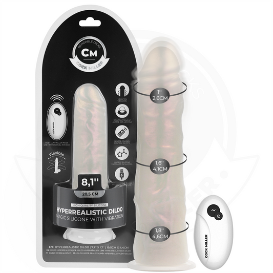 COCK MILLER dildo med sugkopp, ljus och vibration 20,5 cm