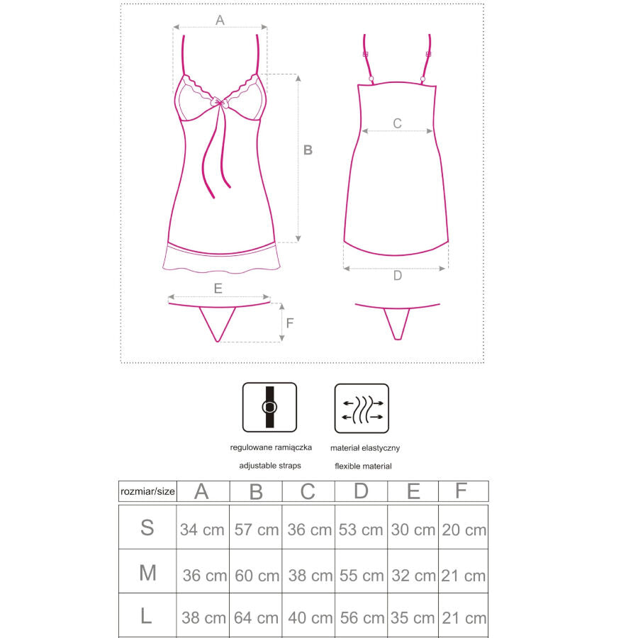 Hyeona 1710 babydoll och thong i puderrosa