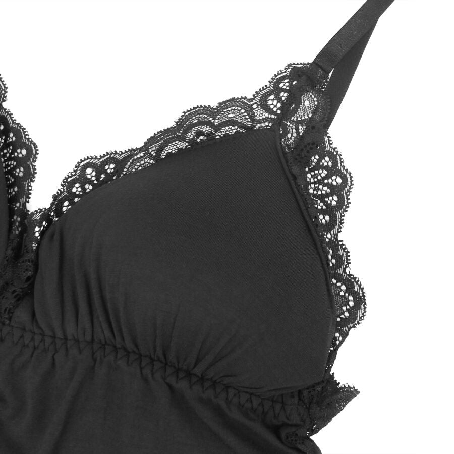Svart blommig spetsdetalj teddy S/M