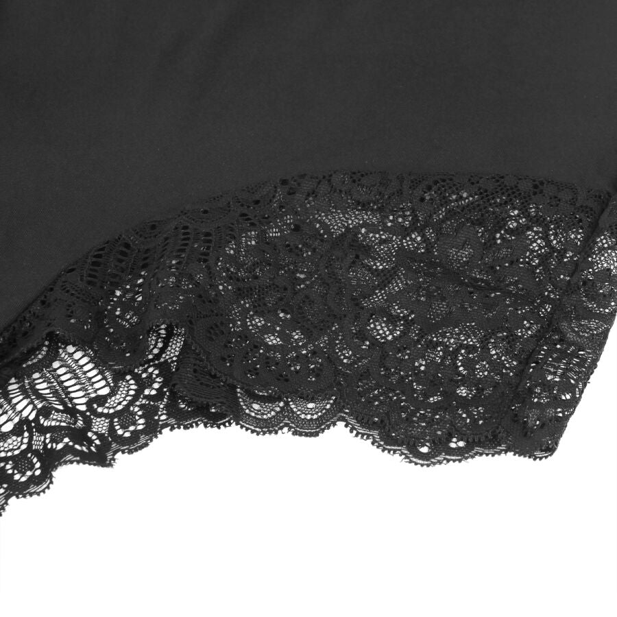 Svart blommig spetsdetalj teddy L/XL