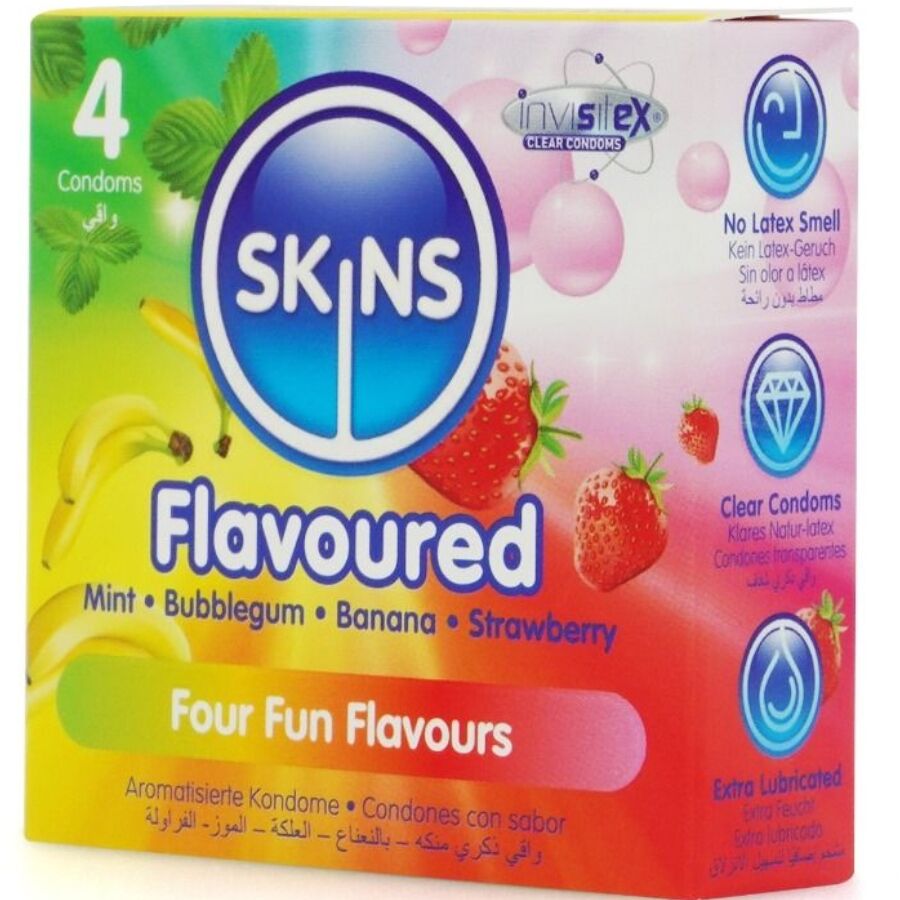 SKINS Flavored 4-Pack med kondomer i olika smaker