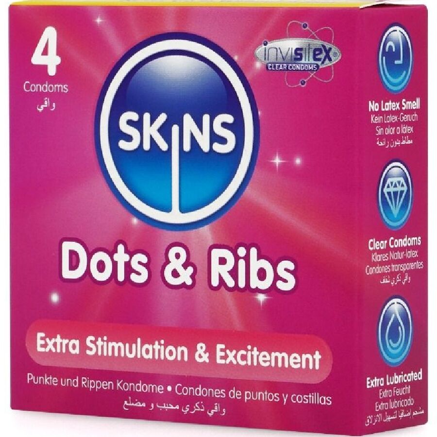 SKINS Dots & Ribs premium kondomer 4-pack