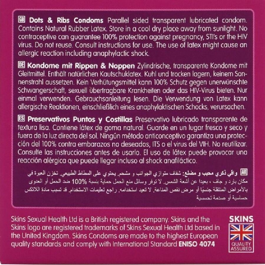 SKINS Dots & Ribs premium kondomer 4-pack