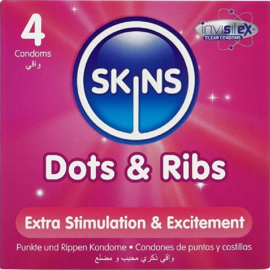 SKINS Dots & Ribs premium kondomer 4-pack