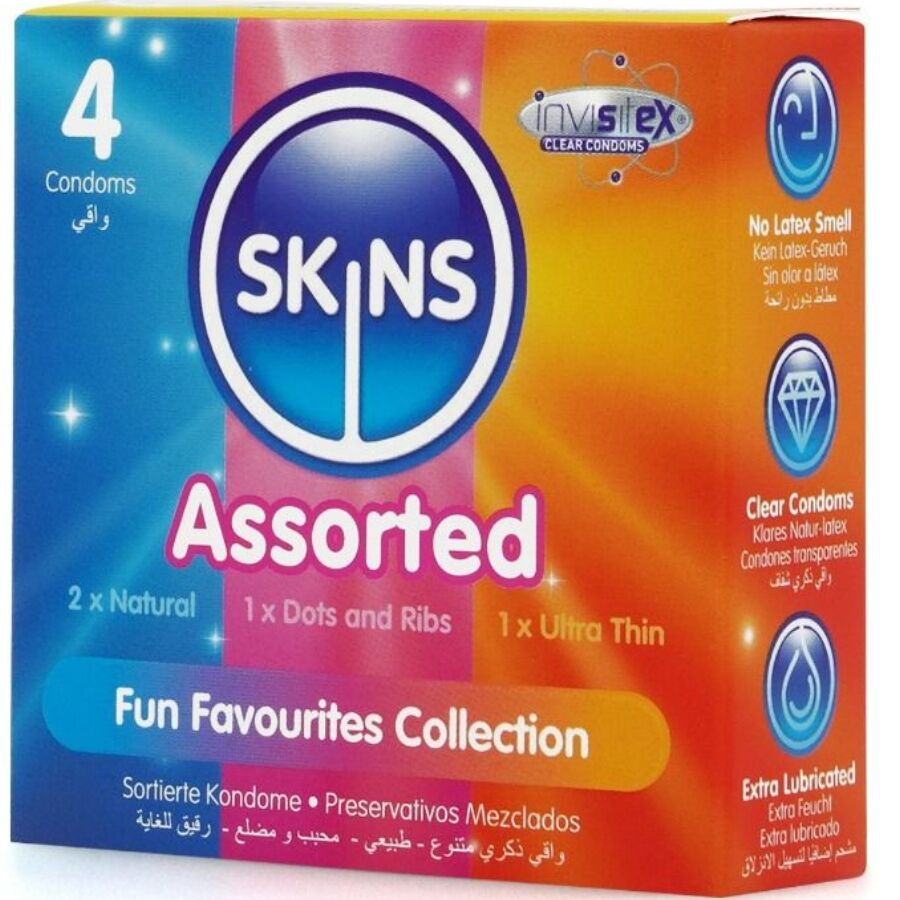 SKINS assorterade premiumkondomer i pack om 4