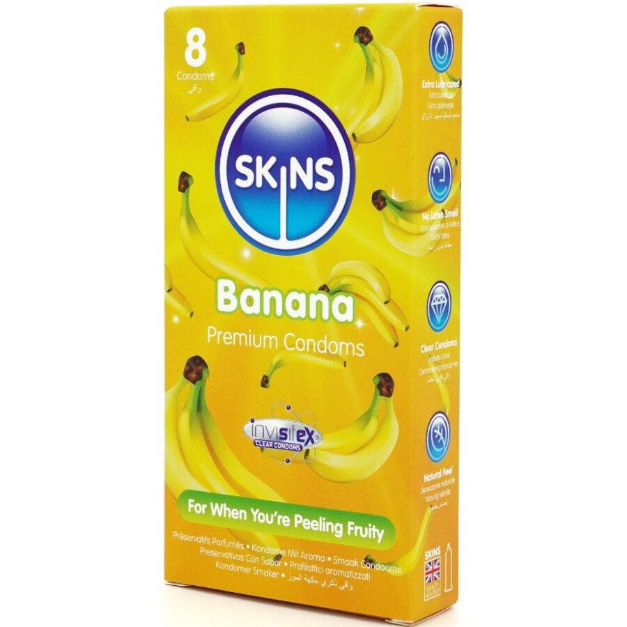 SKINS banan premium kondomer 8-pack