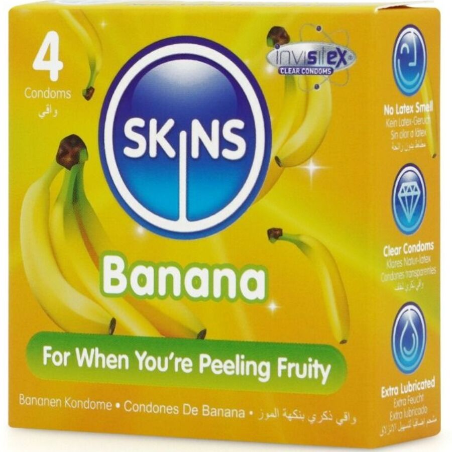 SKINS Banana Premium kondomer pack om 4 stycken