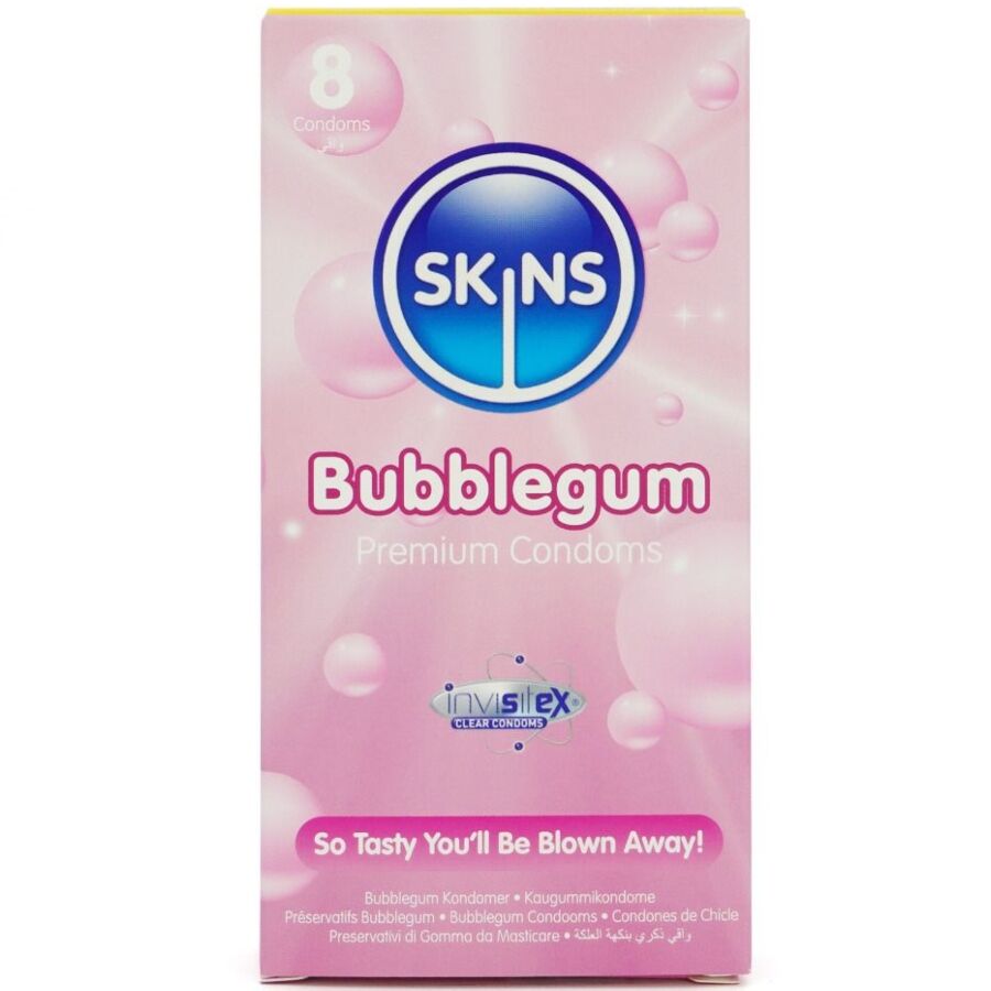 SKINS Bubblegum Premium kondomer i förpackning med 8 stycken