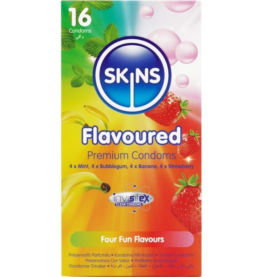 SKINS 16-pack med premium kondomer i olika smaker