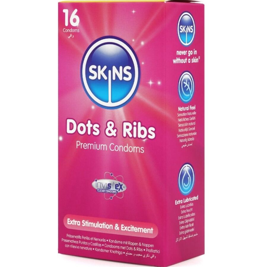 SKINS Dots & Ribs premium kondomer 16-pack