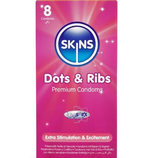 SKINS Dots & Ribs Premium Kondomer Pack 8