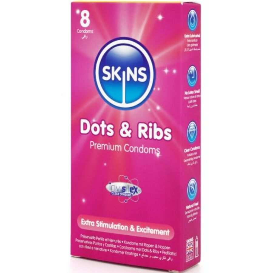 SKINS Dots & Ribs Premium Kondomer Pack 8