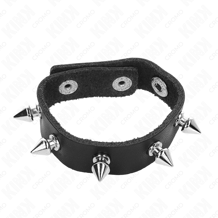KINK - Läder Penisring med Spikar 21,5 x 1,6 cm