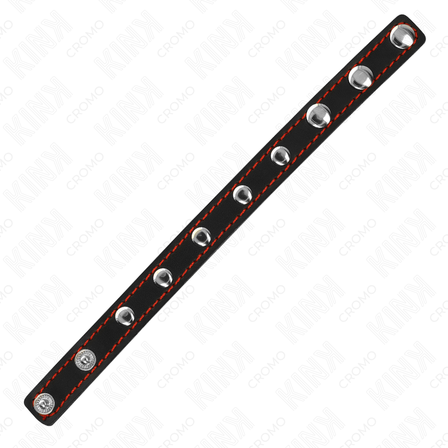 KINK - Läder Penisring med Tryckstängning Röd 21 x 1,5 cm
