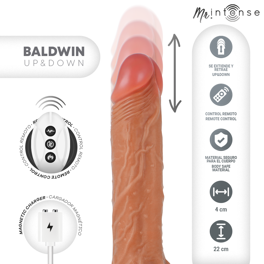 MR INTENSE BALDWIN realistisk dildo med vibration och fjärrkontroll