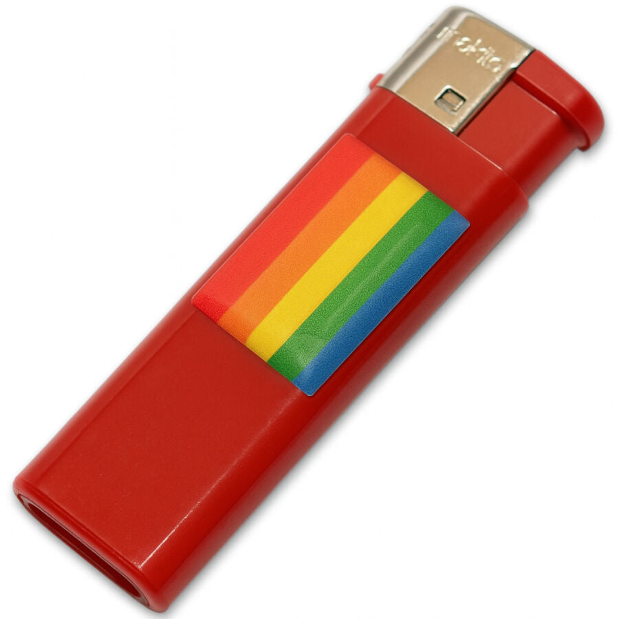 Röd tändare med LGBT-regnbågsflagga