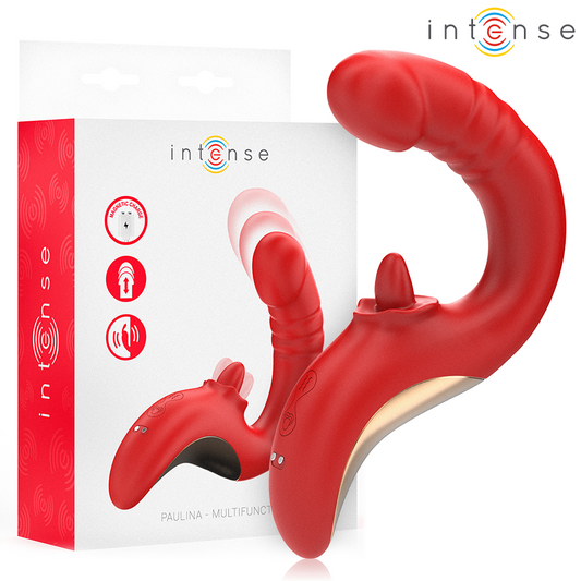 U-formad vibrator och stimulator PAULINA i röd färg