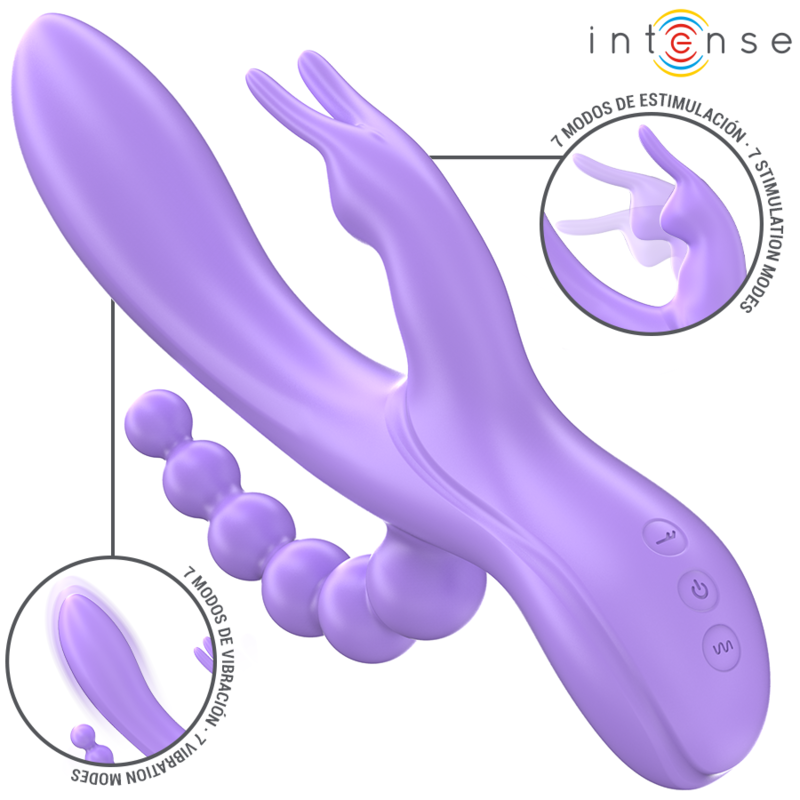 MIKO trippel vibrator med kanin och anal stimulering i lila