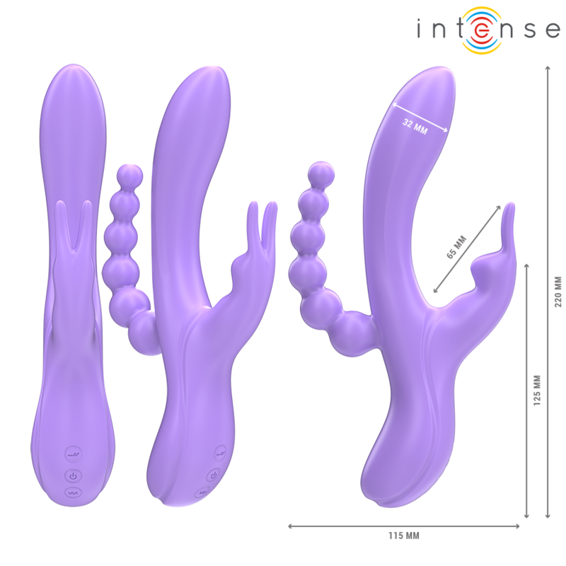 MIKO trippel vibrator med kanin och anal stimulering i lila