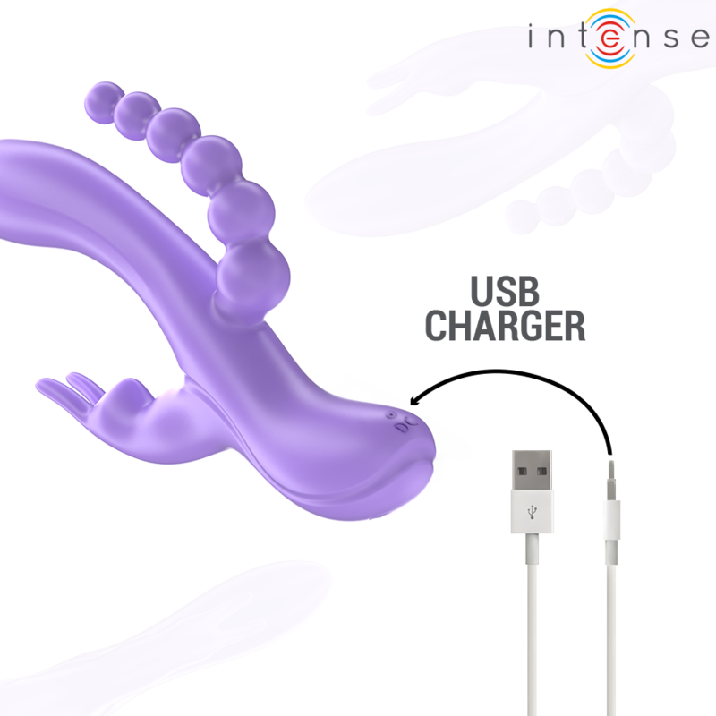 MIKO trippel vibrator med kanin och anal stimulering i lila