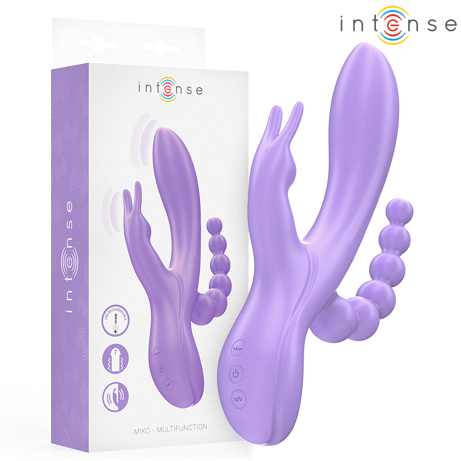 MIKO trippel vibrator med kanin och anal stimulering i lila