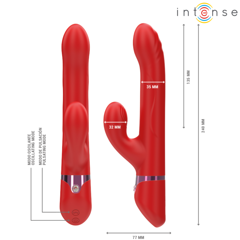 LELE multifunktionell vibrator med rotation och oscillation i röd färg