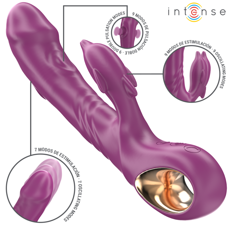 INTENSE - HALLE multifunktionsvibrator med delfinstimulerande tunga i lila