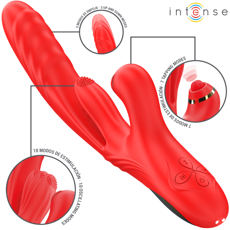 INTENSE ROSALIA multifunktionell vibrator 3 i 1 röd