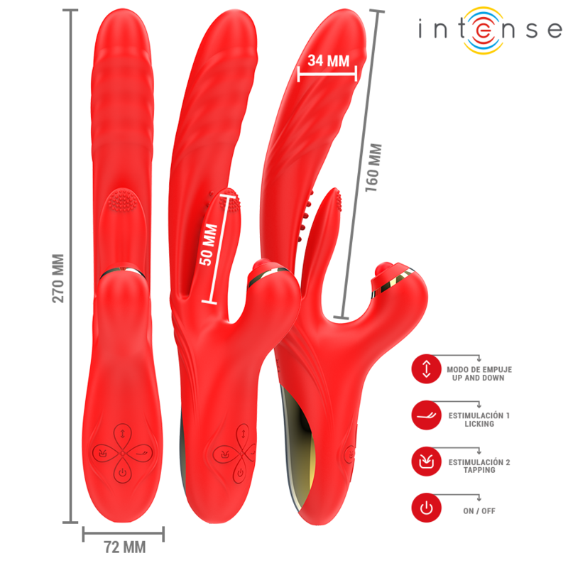INTENSE ROSALIA multifunktionell vibrator 3 i 1 röd