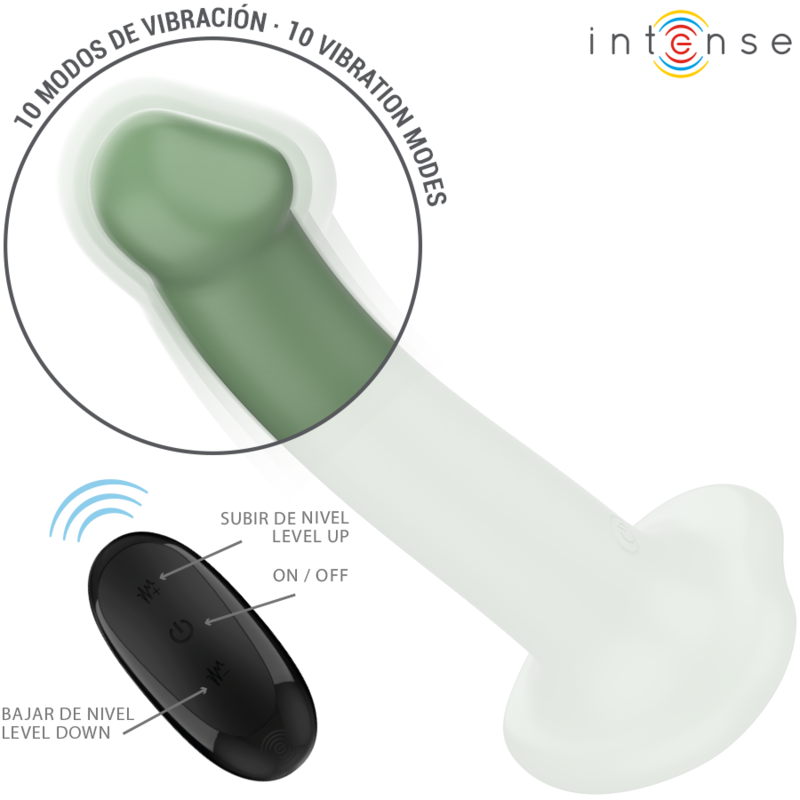 INTENSE - BECCA VIBRATOR MED SUCTION CUP 10 VIBRATIONER GRÖN FJÄRRKONTROLL