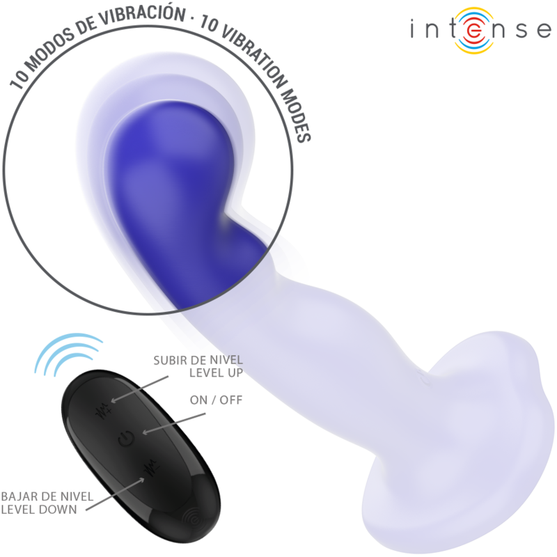 INTENSE SHORTY vibrator med sugkopp och fjärrkontroll i blått