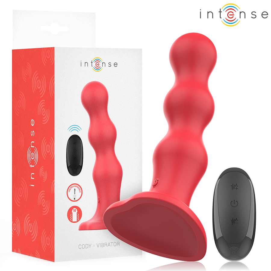 INTENSE - CODY VIBRATOR MED SUCTION CUP RÖD FJÄRRKONTROLL