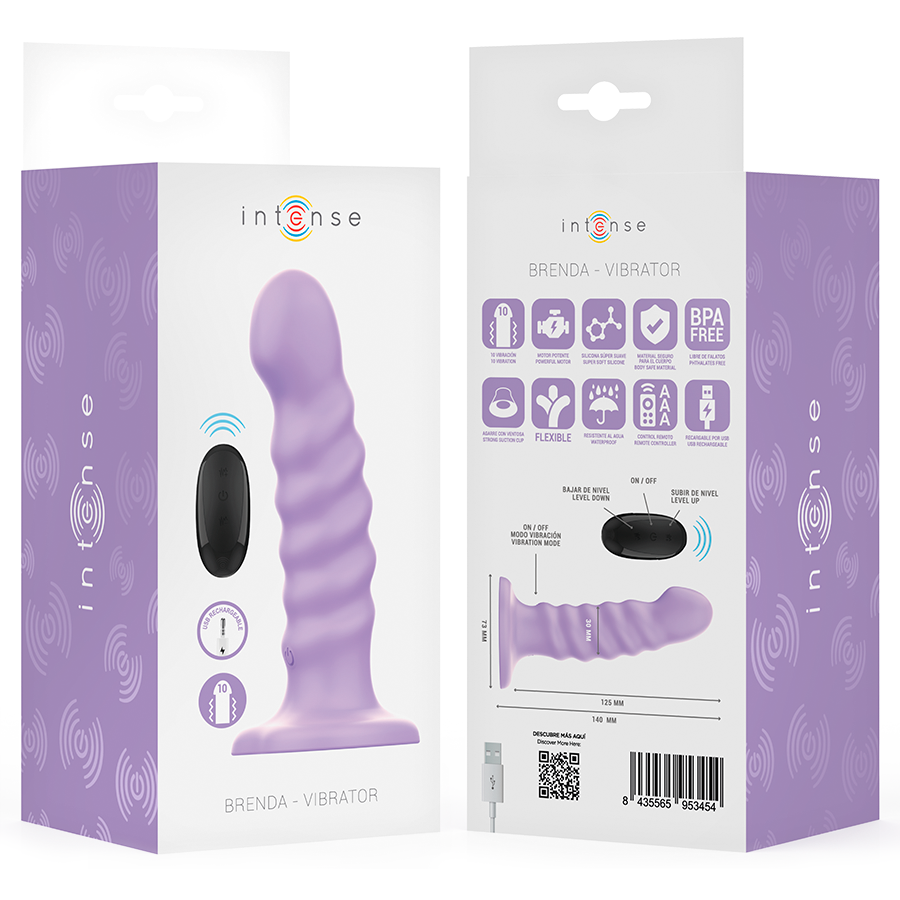 INTENSE - BRENDA VIBRATOR STORLEK M SPIRALDESIGN 10 VIBRATIONER LILA FJÄRRKONTROLL
