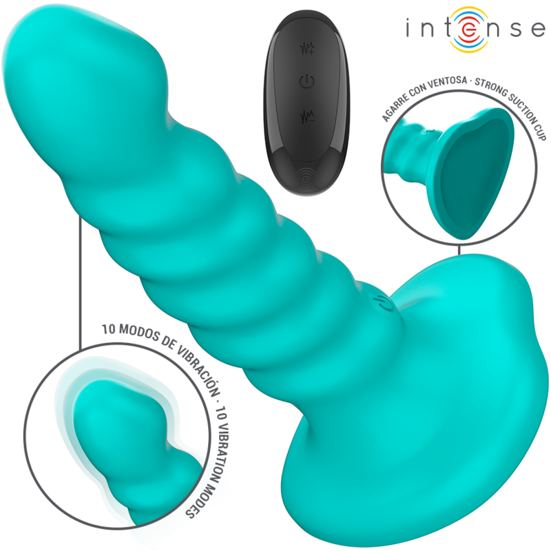 INTENSE - BUFFY VIBRATOR SIZE S SPIRAL DESIGN 10 VIBRATIONS BLÅ FJÄRRKONTROLL
