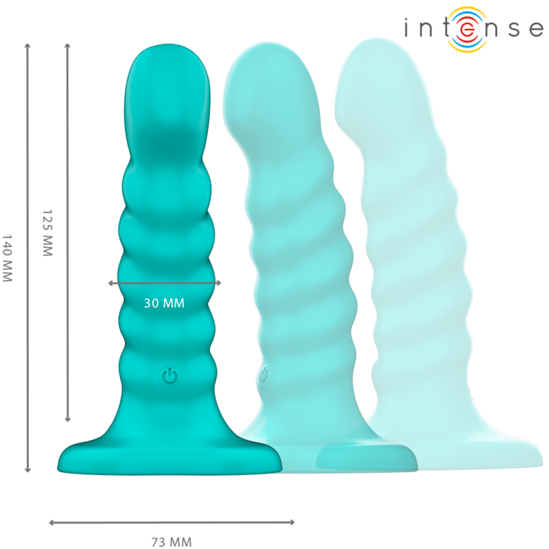 INTENSE - BUFFY VIBRATOR SIZE S SPIRAL DESIGN 10 VIBRATIONS BLÅ FJÄRRKONTROLL