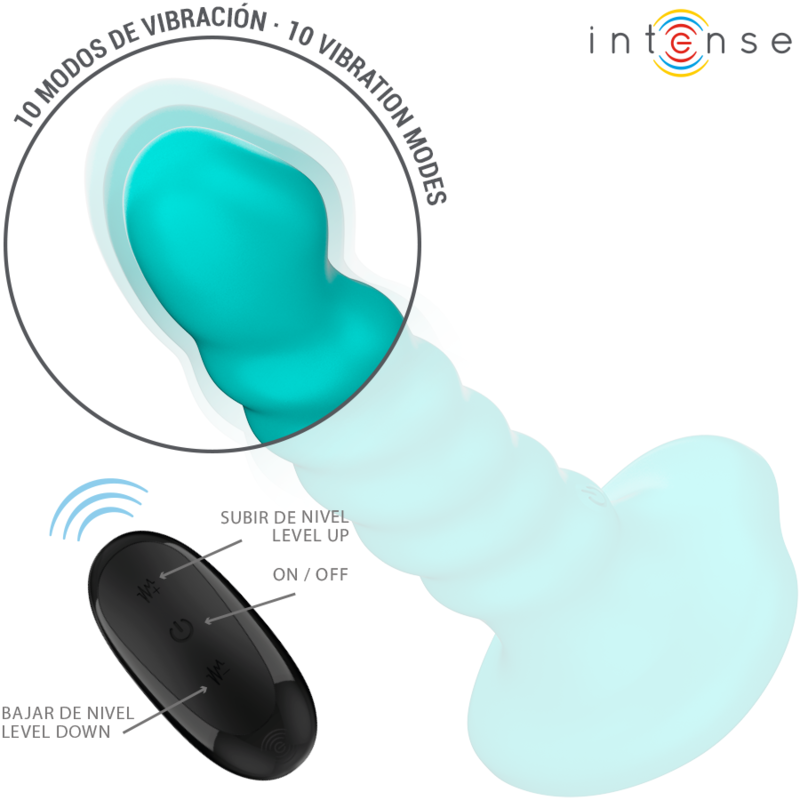 INTENSE - BUFFY VIBRATOR SIZE S SPIRAL DESIGN 10 VIBRATIONS BLÅ FJÄRRKONTROLL