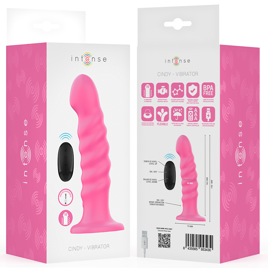 CINDY vibrator i rosa med spiraldesign och fjärrkontroll