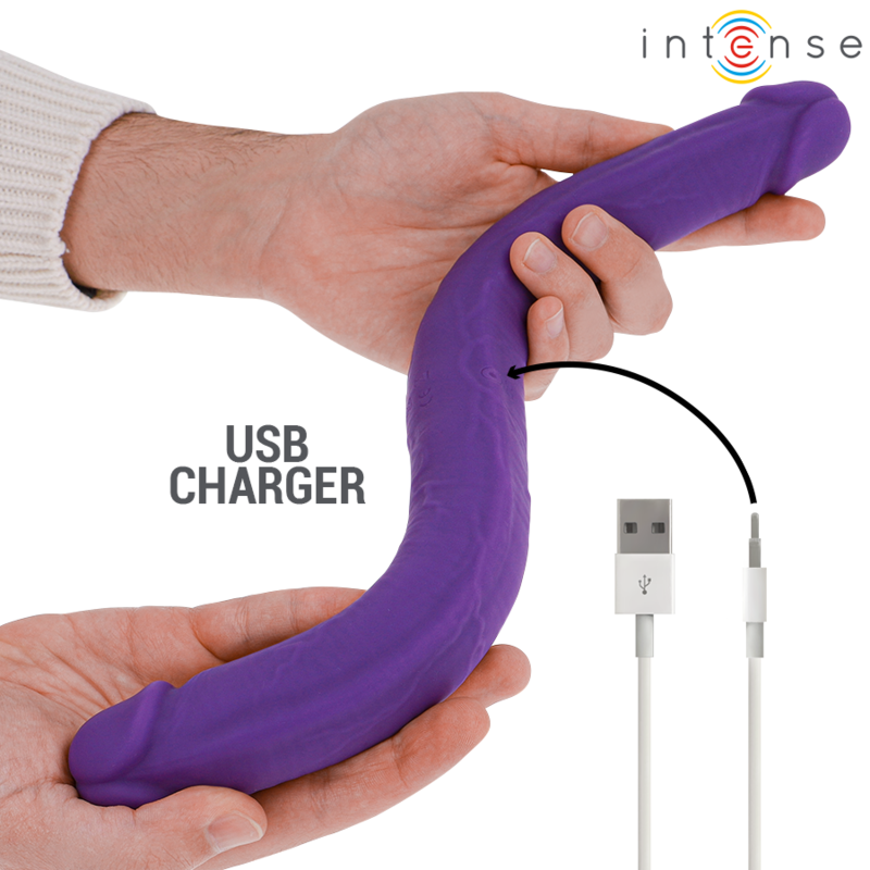 INTENSE - GUNTER DILDO DOUBLE VIBRATOR 40 CM LILA FJÄRRKONTROLL