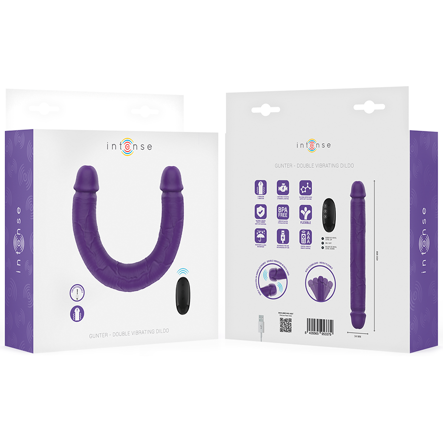 INTENSE - GUNTER DILDO DOUBLE VIBRATOR 40 CM LILA FJÄRRKONTROLL
