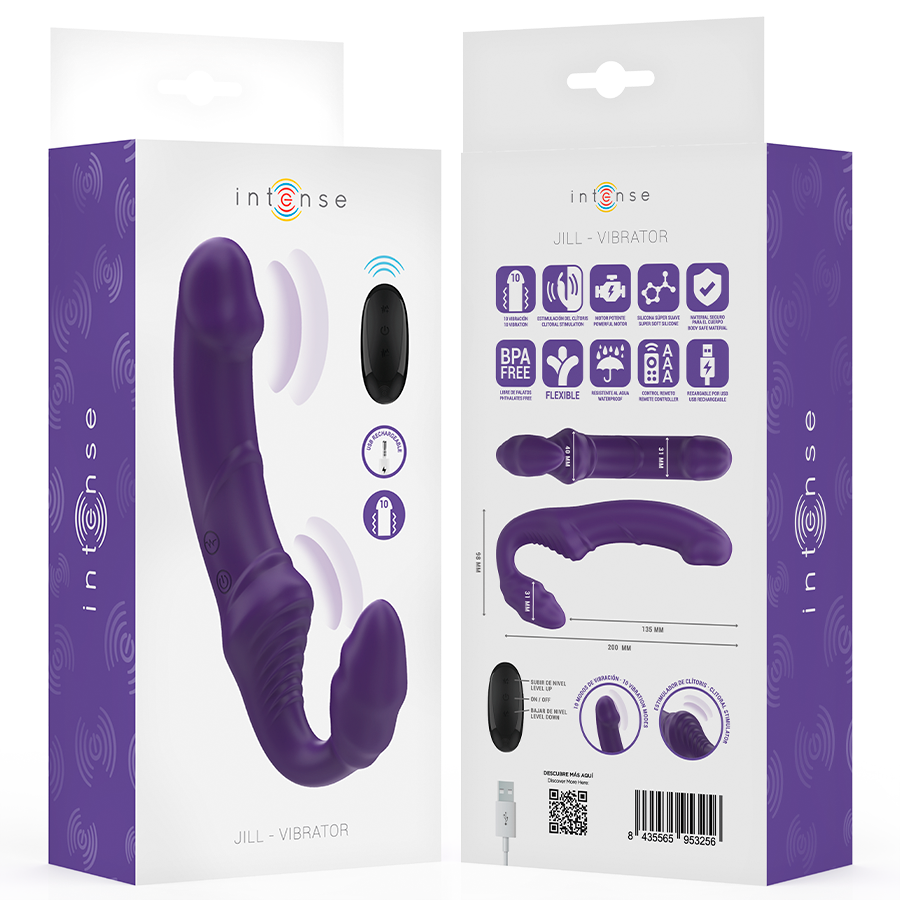 INTENSE - JILL DOUBLE VIBRATOR 20 CM LILA FJÄRRKONTROLL