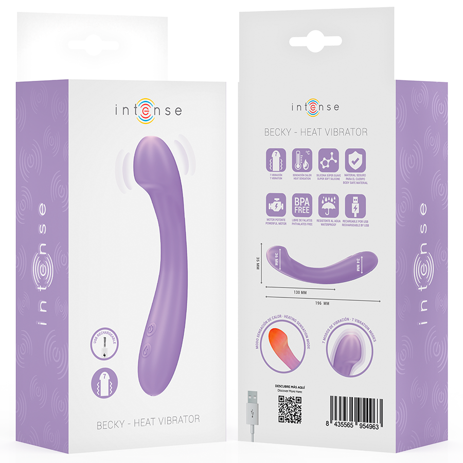 BECKY vibrator 19 cm med värmefunktion och 7 vibrationslägen i lila