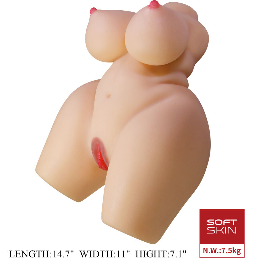 Realistisk kvinnlig torso med vagina och analöppning, 7,5 kg