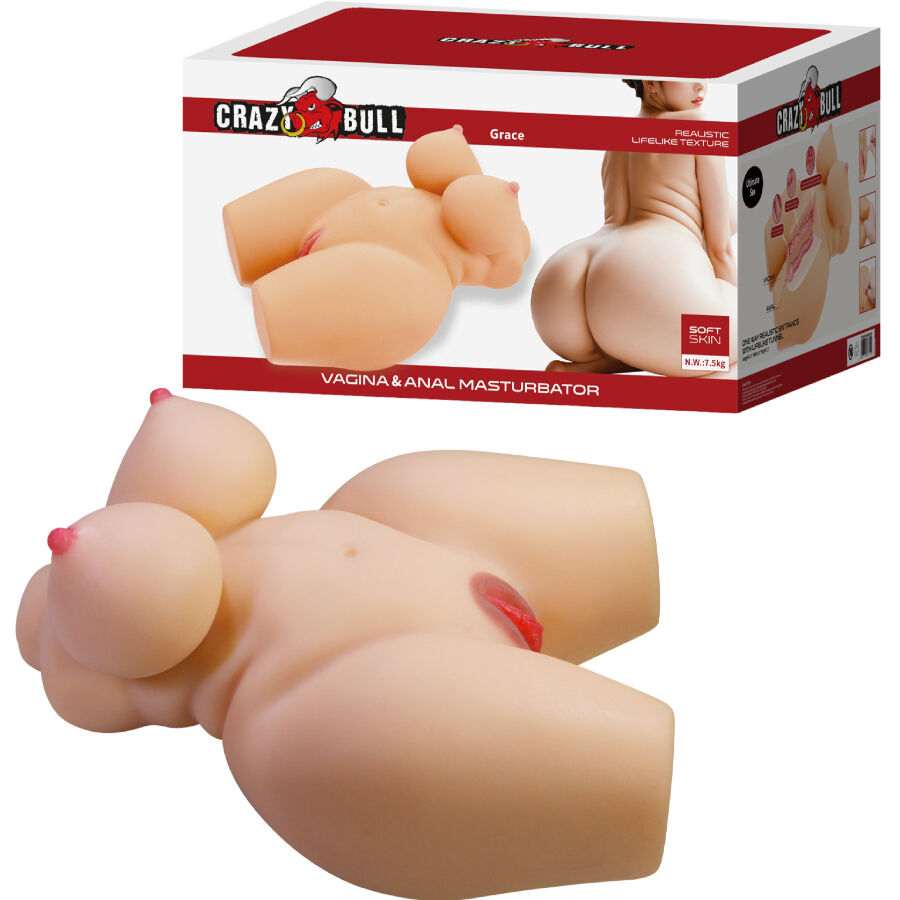 Realistisk kvinnlig torso med vagina och analöppning, 7,5 kg