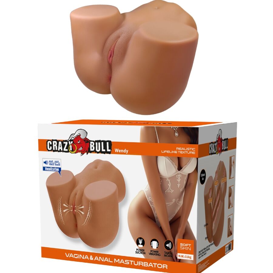 Wendy realistisk kvinnlig rumpvibrator med ljud och sugfunktion
